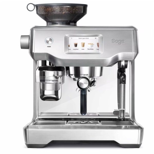 Cafetera Sage the Oracle Touch plateada para café espresso con molinillo y espumador de leche integrado